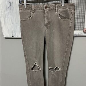 American Eagle Outfitters Distressed Brown Straight Leg Jeans